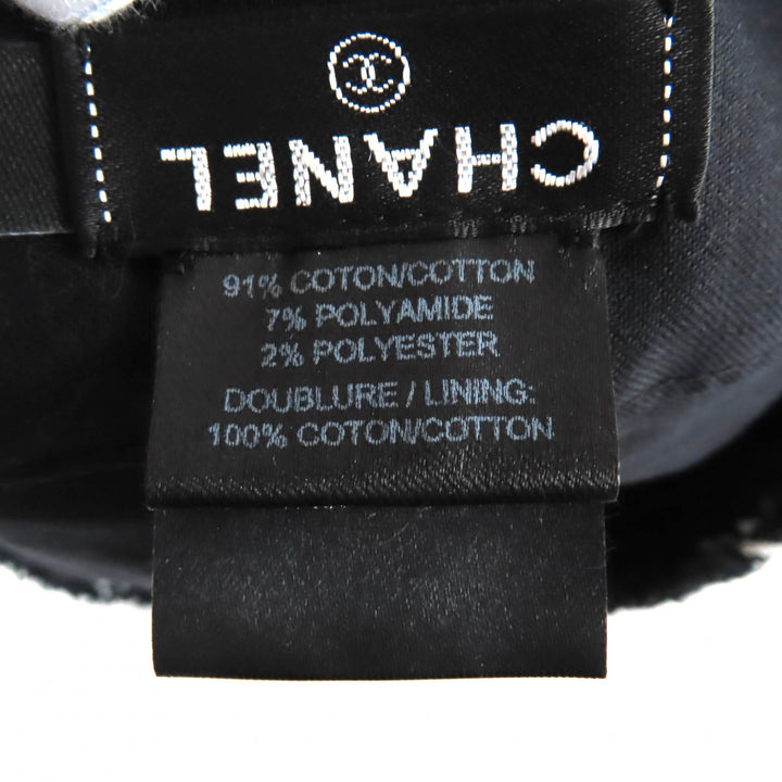 美品★CHANEL シャネル 19C ココマーク 格子柄 ツイード ベレー帽 ブラック ホワイト ブラック金具 M 保存袋付き イタリア製 正規品