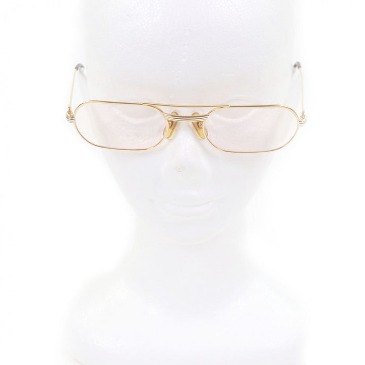 良品□Cartier カルティエ トリニティ ツーブリッジ メガネ 眼鏡 アイウェア ゴールド ボルドー 55□20-140 度入り フランス製 メンズ