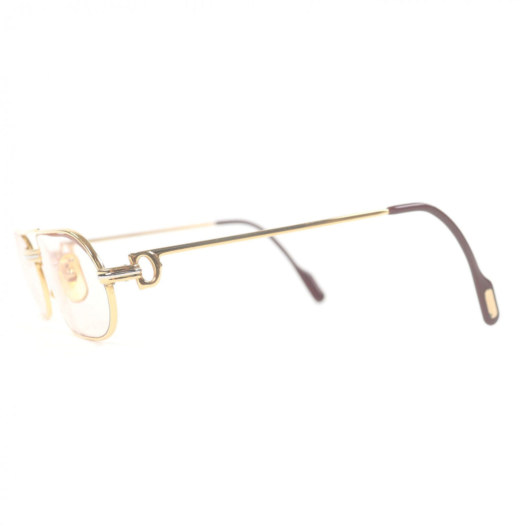 良品□Cartier カルティエ トリニティ ツーブリッジ メガネ 眼鏡 アイウェア ゴールド ボルドー 55□20-140 度入り フランス製 メンズ