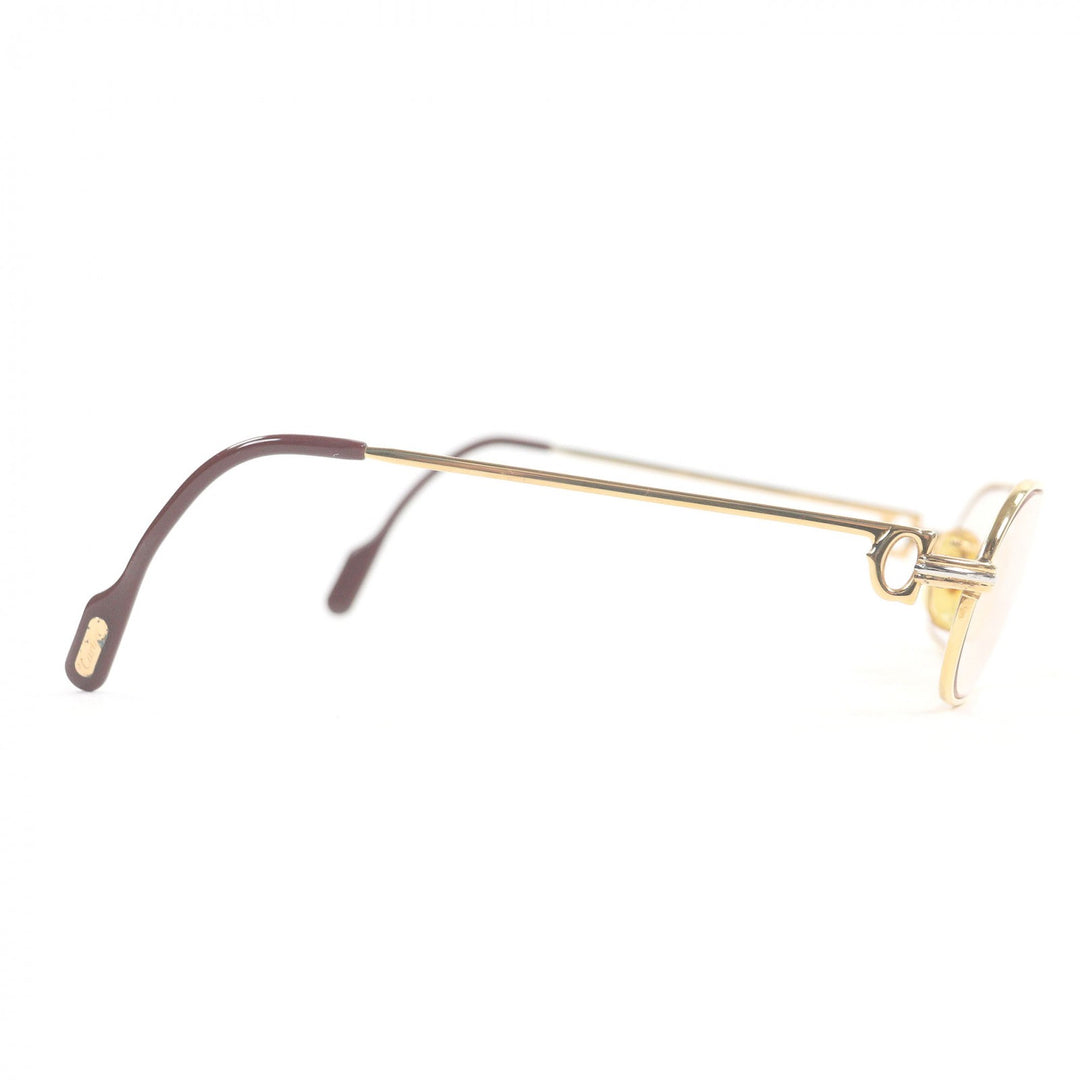 良品□Cartier カルティエ トリニティ ツーブリッジ メガネ 眼鏡 アイウェア ゴールド ボルドー 55□20-140 度入り フランス製 メンズ