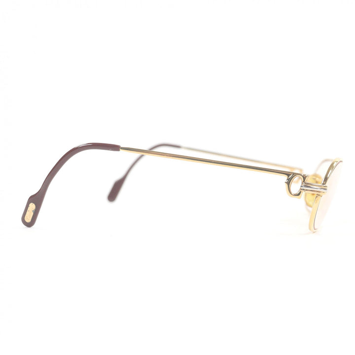 良品□Cartier カルティエ トリニティ ツーブリッジ メガネ 眼鏡 アイウェア ゴールド ボルドー 55□20-140 度入り フランス製 メンズ