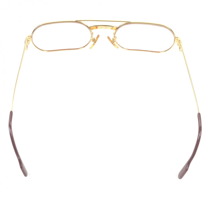 良品□Cartier カルティエ トリニティ ツーブリッジ メガネ 眼鏡 アイウェア ゴールド ボルドー 55□20-140 度入り フランス製 メンズ