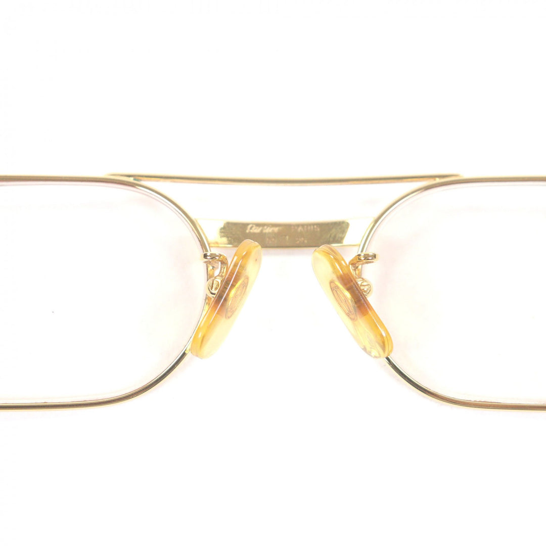 良品□Cartier カルティエ トリニティ ツーブリッジ メガネ 眼鏡 アイウェア ゴールド ボルドー 55□20-140 度入り フランス製 メンズ