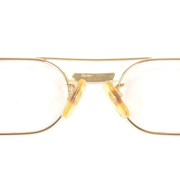 良品□Cartier カルティエ トリニティ ツーブリッジ メガネ 眼鏡 アイウェア ゴールド ボルドー 55□20-140 度入り フランス製 メンズ
