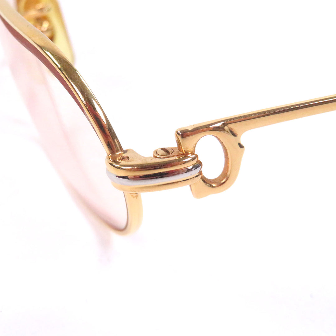 良品□Cartier カルティエ トリニティ ツーブリッジ メガネ 眼鏡 アイウェア ゴールド ボルドー 55□20-140 度入り フランス製 メンズ