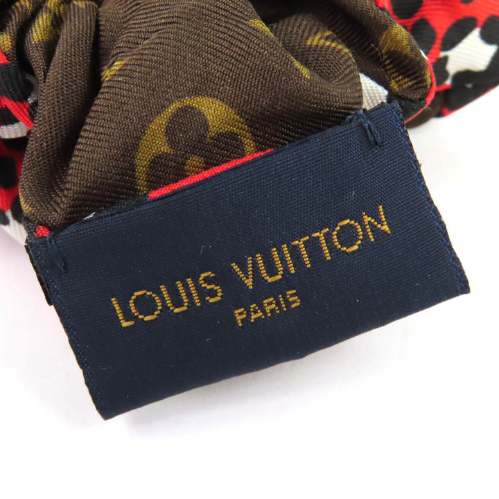 美品△LOUIS VUITTON ルイヴィトン 2021年 M77011 シュシュ ビーマインドフル シルク100％ モノグラム レオパード柄 ヘアアクセサリー