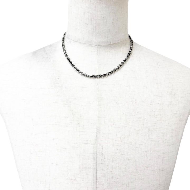 美品□CHROME HEARTS クロムハーツ 1999 SV925 14K ペーパーチェーン 18インチ ロゴ ネックレス アクセサリー シルバー 重量32.2g メンズ