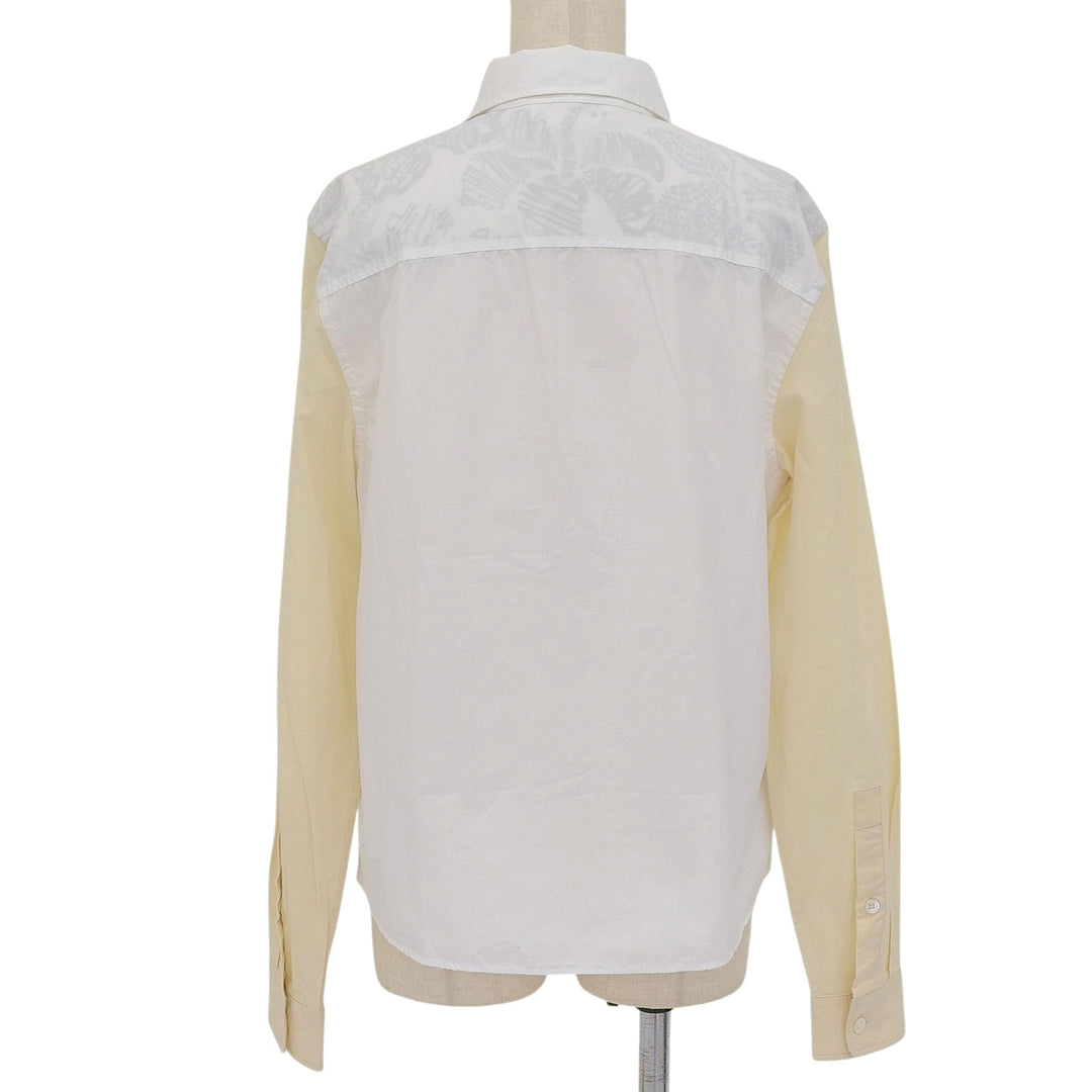極美品▲MARNI マルニ コットン100％ ロングスリーブ 長袖シャツ ホワイト ベージュ バイカラー 44 イタリア製 正規品 レディース