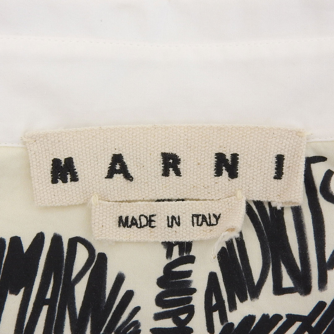 極美品▲MARNI マルニ コットン100％ ロングスリーブ 長袖シャツ ホワイト ベージュ バイカラー 44 イタリア製 正規品 レディース