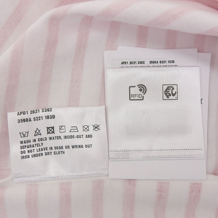 未使用品▲PRADA プラダ コットン100％ トライアングルロゴ ボーダー柄 半袖Ｔシャツ レッド ホワイト XS イタリア製 正規品 レディース