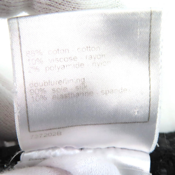 美品△CHANEL シャネル 05A P26358 ラインストーンココボタン コットン ツイード ロング パンツ ブラック 34 伊製 正規品 レディース