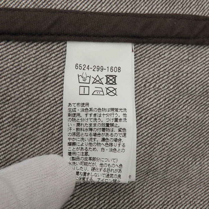 極美品▲DRAWER ドゥロワー コットン100％ ロゴボタン レザーパッチ付 デニムスカート サロペット ブラウン 36 日本製 正規品 レディース