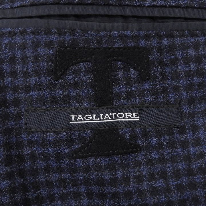 極美品▲TAGLIATORE タリアトーレ 1SMC22K MONTECARLO モンテカルロ チェック シングル ジャケット ネイビー 46 伊製 正規品 メンズ