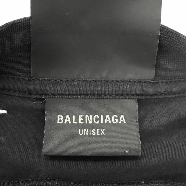 美品□BALENCIAGA バレンシアガ 23SS 739027 TOVG2 UNISEX Free Styling Tips Tee ダメージ加工 薄手 長袖Ｔシャツ ブラック 1 正規品