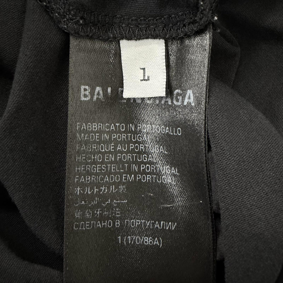 美品□BALENCIAGA バレンシアガ 23SS 739027 TOVG2 UNISEX Free Styling Tips Tee ダメージ加工 薄手 長袖Ｔシャツ ブラック 1 正規品