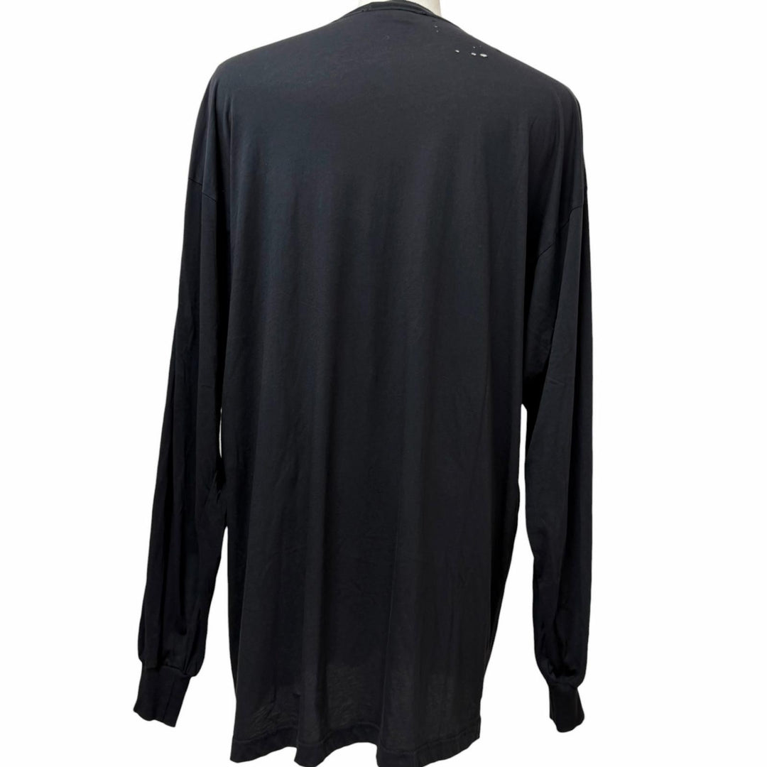 美品□BALENCIAGA バレンシアガ 23SS 739027 TOVG2 UNISEX Free Styling Tips Tee ダメージ加工 薄手 長袖Ｔシャツ ブラック 1 正規品