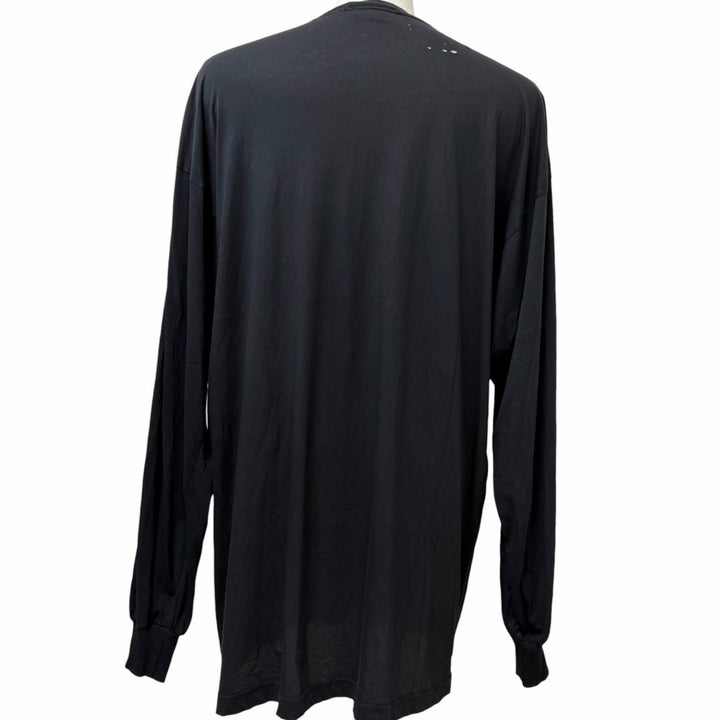 美品□BALENCIAGA バレンシアガ 23SS 739027 TOVG2 UNISEX Free Styling Tips Tee ダメージ加工 薄手 長袖Ｔシャツ ブラック 1 正規品