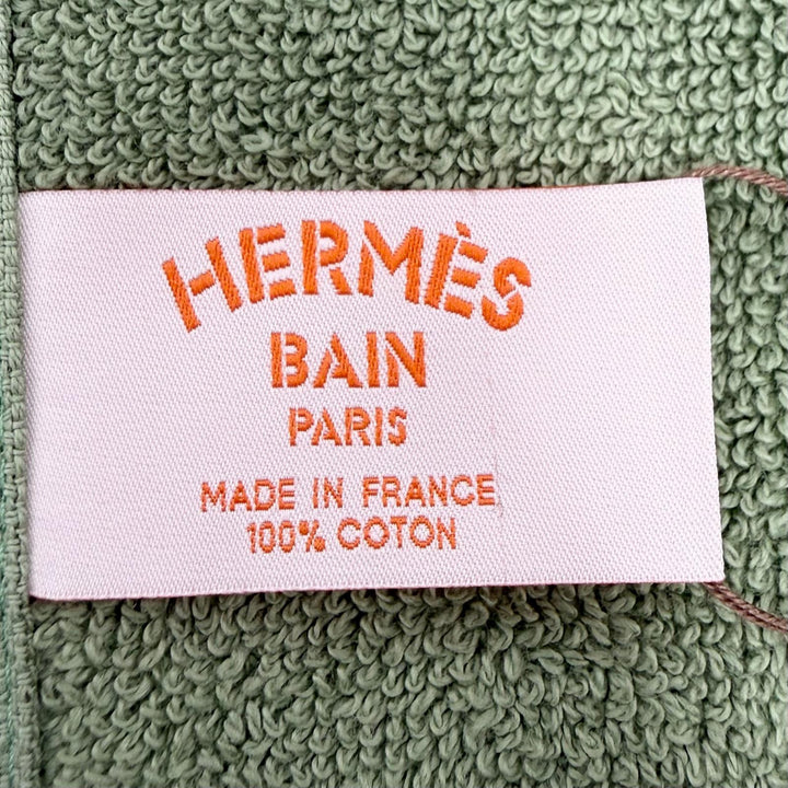 未使用品◇HERMES エルメス ヨッティング プラージュ テレサ コットン100％ フリンジ付き 大判ビーチタオル ブランケット グリーン 仏製