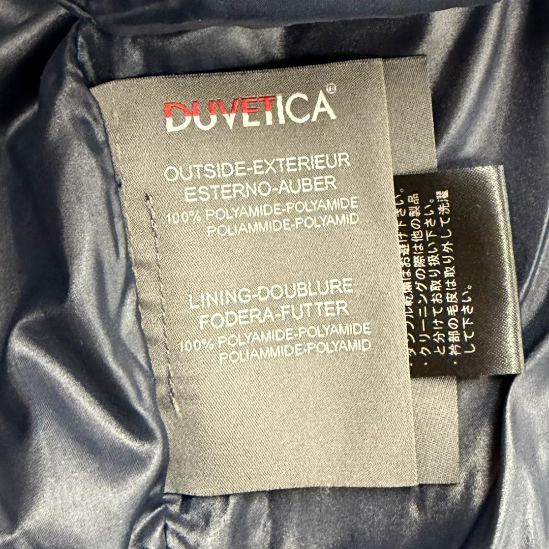 美品◇DUVETICA デュベティカ MORWEN リアルファー フード付き ダウンジャケット ダークネイビー 38 ブルガリア製 正規品 レディース