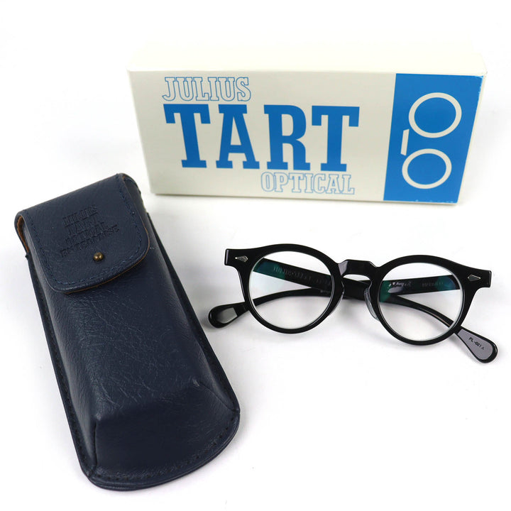 美品△JULIUS TART OPTICAL ジュリアスタートオプティカル HAROLD ハロルド ボストン メガネ 眼鏡 アイウェア ブラック シルバー 度入り