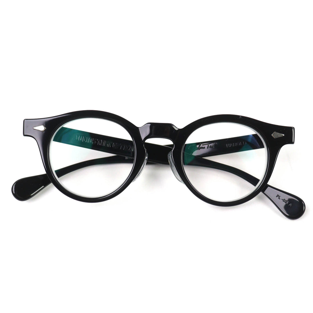 美品△JULIUS TART OPTICAL ジュリアスタートオプティカル HAROLD ハロルド ボストン メガネ 眼鏡 アイウェア ブラック シルバー 度入り
