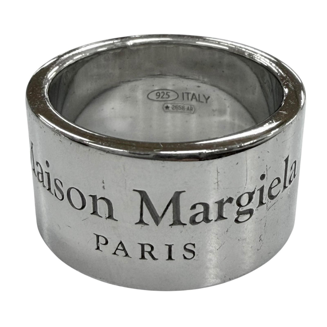 美品▼Maison Margiela メゾンマルジェラ SM1UQ0038 925 ロゴ刻印 リング 指輪 シルバー JP17号 イタリア製 重量14.5g メンズ 箱付き