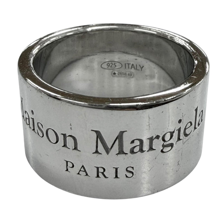美品▼Maison Margiela メゾンマルジェラ SM1UQ0038 925 ロゴ刻印 リング 指輪 シルバー JP17号 イタリア製 重量14.5g メンズ 箱付き