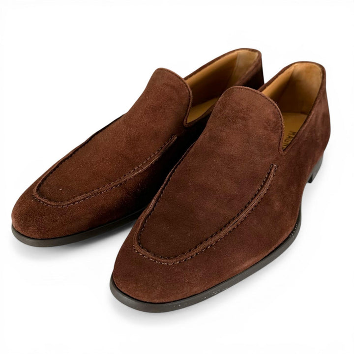美品▲MAGNANNI マグナーニ 21870 スウェードレザー スリッポン ローファー ブラウン 39 スペイン製 メンズ 箱・保存袋付き