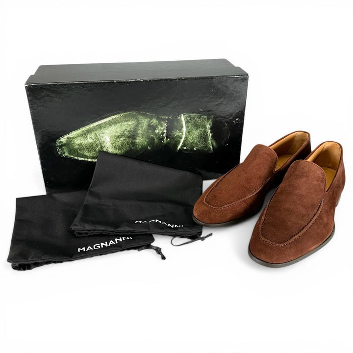 美品▲MAGNANNI マグナーニ 21870 スウェードレザー スリッポン ローファー ブラウン 39 スペイン製 メンズ 箱・保存袋付き