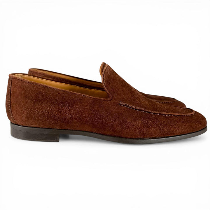 美品▲MAGNANNI マグナーニ 21870 スウェードレザー スリッポン ローファー ブラウン 39 スペイン製 メンズ 箱・保存袋付き