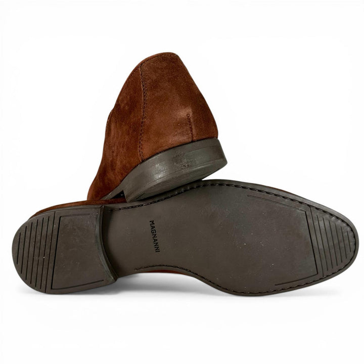 美品▲MAGNANNI マグナーニ 21870 スウェードレザー スリッポン ローファー ブラウン 39 スペイン製 メンズ 箱・保存袋付き