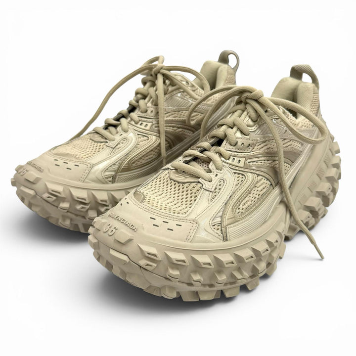 美品★BALENCIAGA バレンシアガ 685611 バウンサー ロゴ入り メッシュ レースアップ ローカットスニーカー ベージュ 24 レディース 箱付