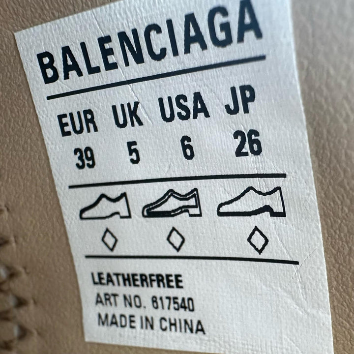 未使用品▲BALENCIAGA バレンシアガ 617540 ZEN SNEAKER レザー ローカット スニーカー ベージュ ブラック 26cm メンズ