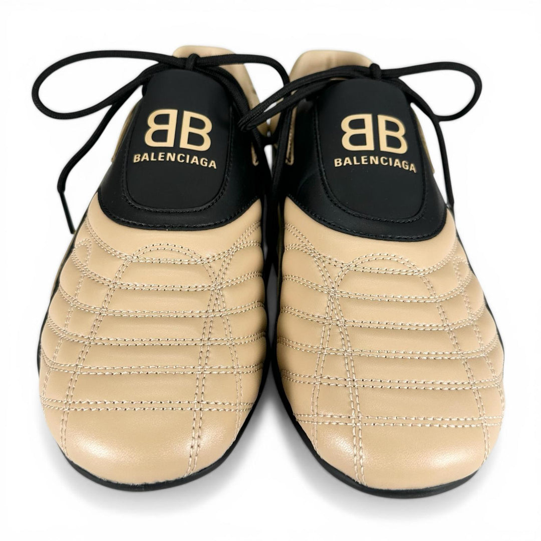 未使用品▲BALENCIAGA バレンシアガ 617540 ZEN SNEAKER レザー ローカット スニーカー ベージュ ブラック 26cm メンズ