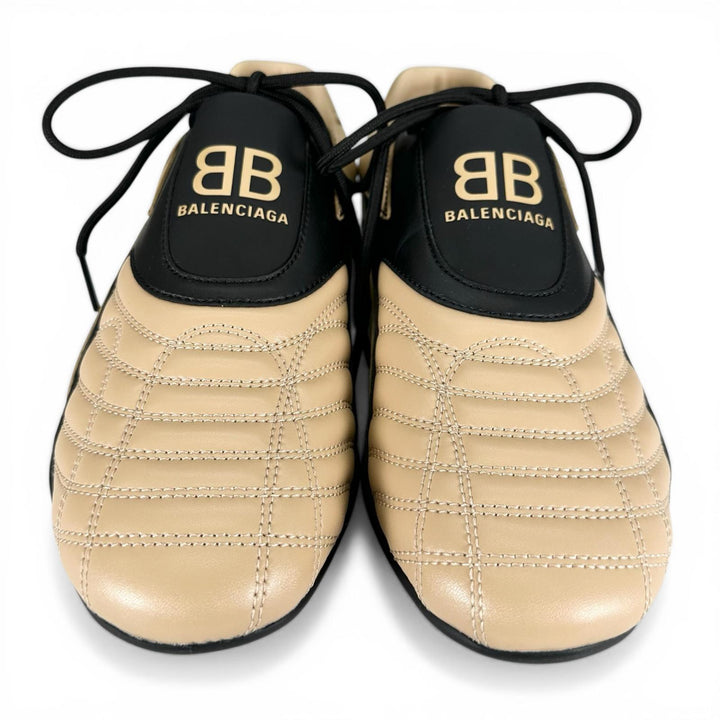 未使用品▲BALENCIAGA バレンシアガ 617540 ZEN SNEAKER レザー ローカット スニーカー ベージュ ブラック 26cm メンズ