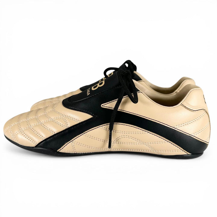 未使用品▲BALENCIAGA バレンシアガ 617540 ZEN SNEAKER レザー ローカット スニーカー ベージュ ブラック 26cm メンズ