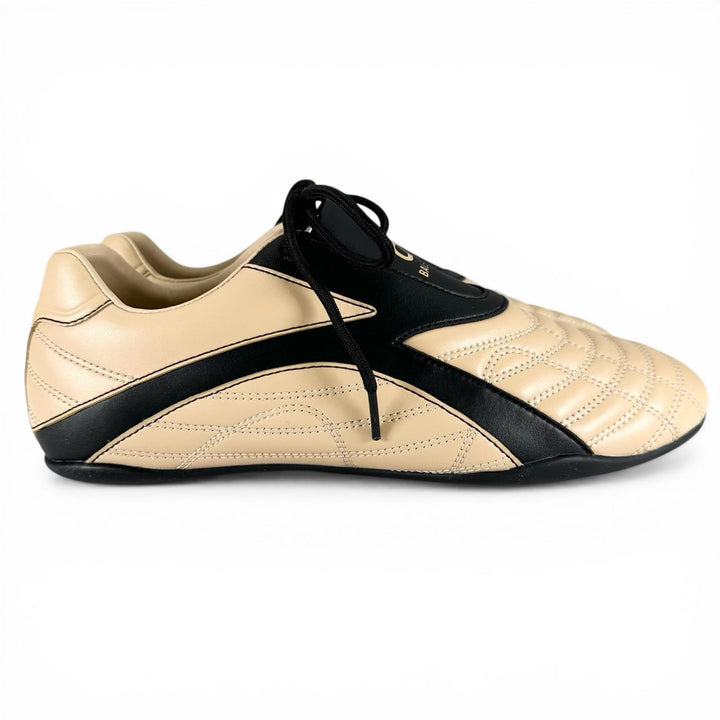 未使用品▲BALENCIAGA バレンシアガ 617540 ZEN SNEAKER レザー ローカット スニーカー ベージュ ブラック 26cm メンズ