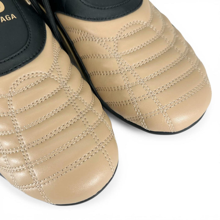 未使用品▲BALENCIAGA バレンシアガ 617540 ZEN SNEAKER レザー ローカット スニーカー ベージュ ブラック 26cm メンズ
