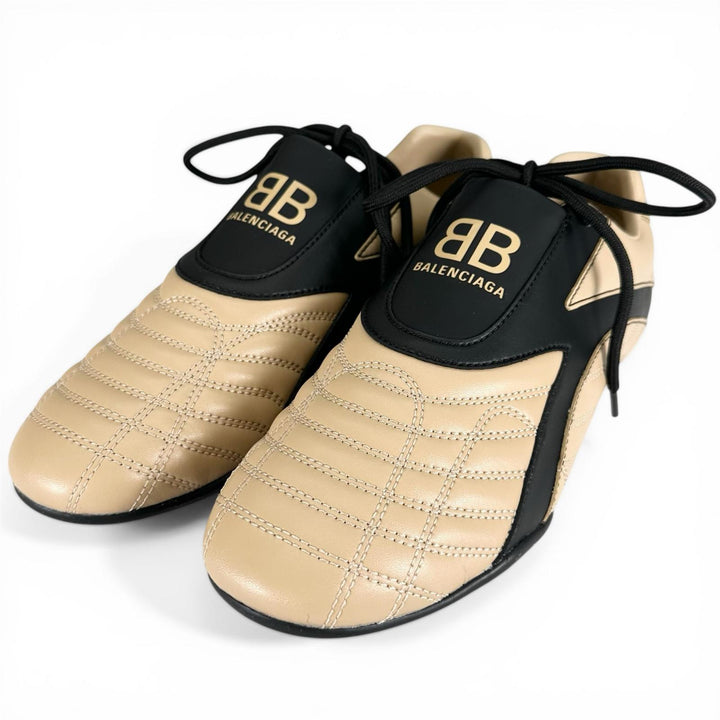 未使用品▲BALENCIAGA バレンシアガ 617540 ZEN SNEAKER レザー ローカット スニーカー ベージュ ブラック 26cm メンズ
