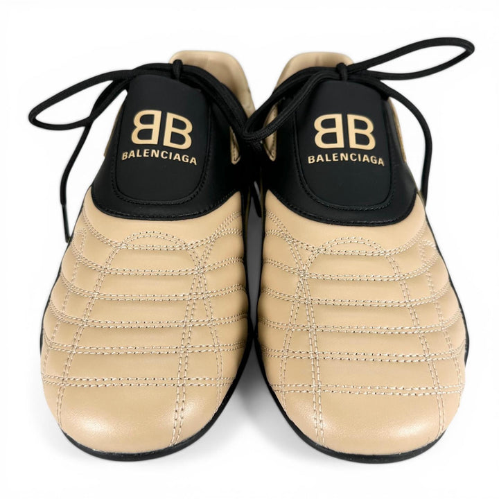 未使用品▲BALENCIAGA バレンシアガ 617540 ZEN SNEAKER レザー ローカット スニーカー ベージュ ブラック 26cm メンズ