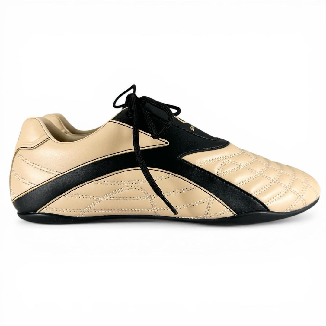 未使用品▲BALENCIAGA バレンシアガ 617540 ZEN SNEAKER レザー ローカット スニーカー ベージュ ブラック 26cm メンズ
