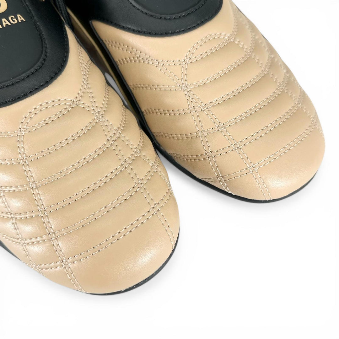 未使用品▲BALENCIAGA バレンシアガ 617540 ZEN SNEAKER レザー ローカット スニーカー ベージュ ブラック 26cm メンズ