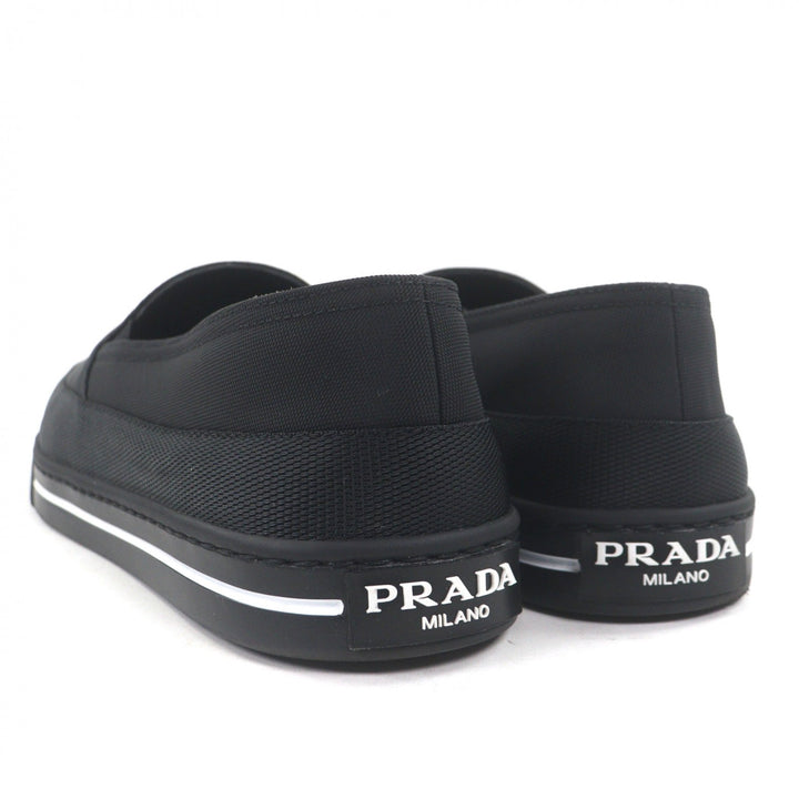 極美品▼PRADA プラダ 2S2964 ナイロン トライアングルロゴ Re-Nylon フラットシューズ スリッポン ブラック 6.5 箱付 イタリア製 メンズ