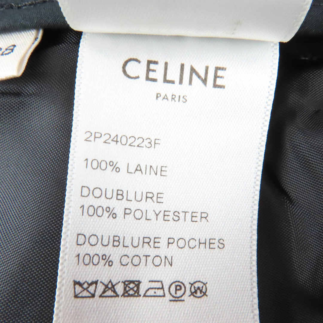 極美品☆CELINE セリーヌ 2P240223F ウール100％ 千鳥格子 センタープレス パンツ ボトムス ブラウン 38 イタリア製 正規品 レディース