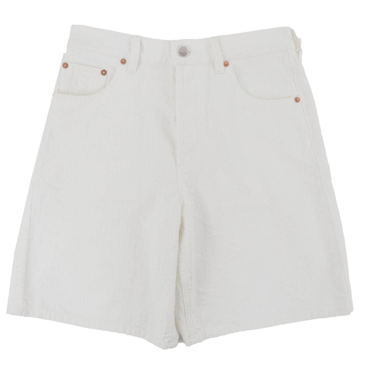 極美品☆GUCCI グッチ 788737 コットン100％ GGジャガード バミューダパンツ ハーフ デニムパンツ ホワイト 23 伊製 正規品 レディース