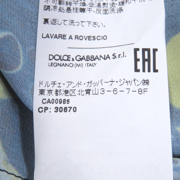 極美品□DOLCE&amp;GABBANA ドルチェ＆ガッバーナ G9WI8Z 黒タグ マーブルプリント DGロゴ金具 長袖Ｔシャツ ブルー系 44 イタリア製 正規品