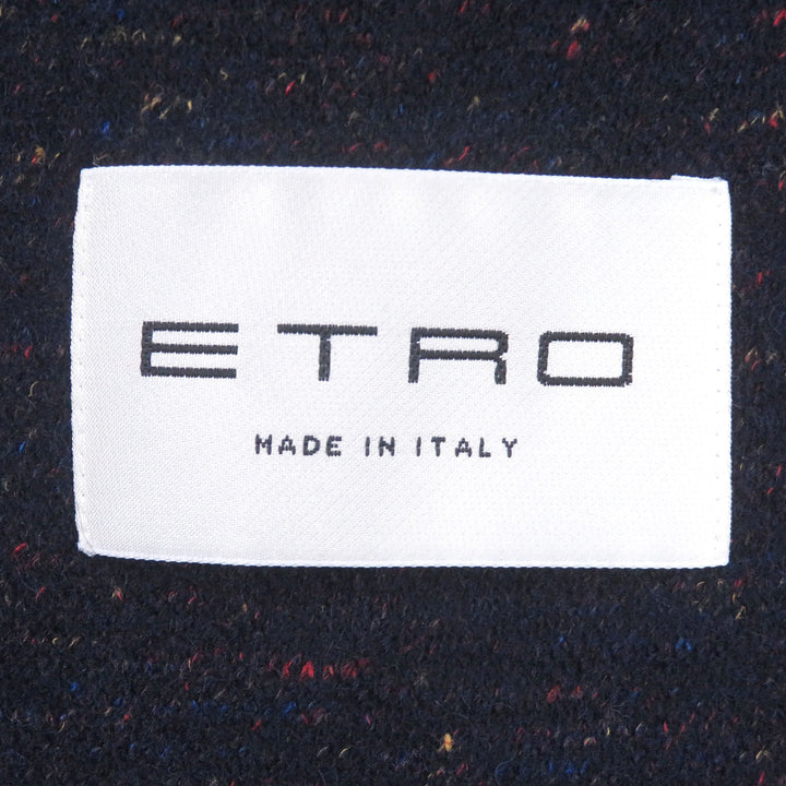 極美品□ETRO エトロ ミックスウール シングル チェスターコート ロングコート ネイビー 52 イタリア製 正規品 メンズオススメ◎