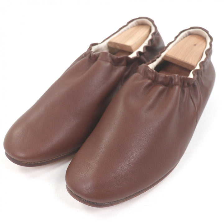極美品□foot the coacher フット ザ コーチャー BALLET SHOES レザーシューズ スリッポン バレエシューズ ブラウン 7.5 箱付き 日本製