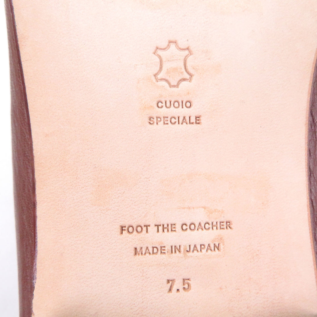 極美品□foot the coacher フット ザ コーチャー BALLET SHOES レザーシューズ スリッポン バレエシューズ ブラウン 7.5 箱付き 日本製