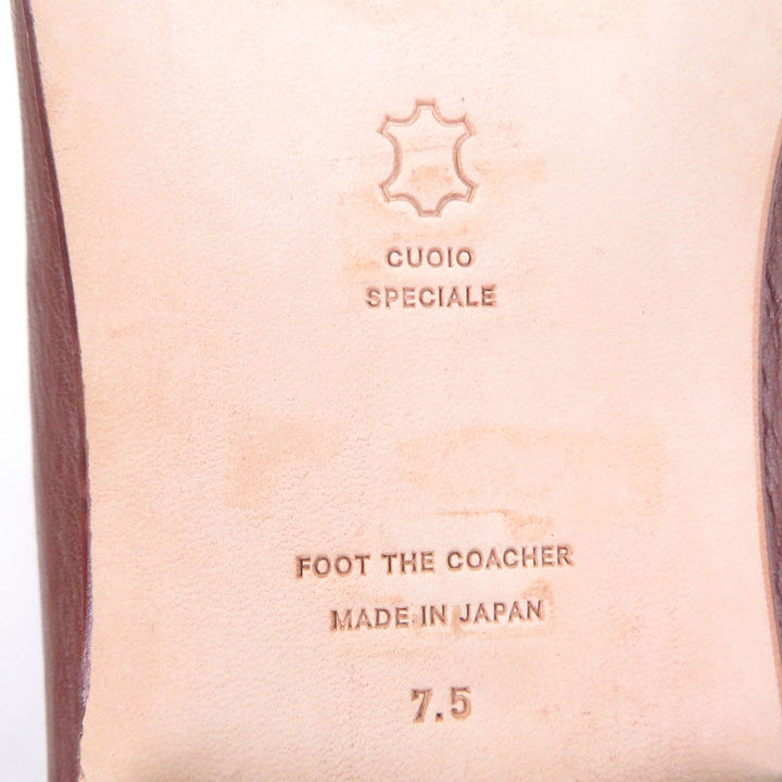 極美品□foot the coacher フット ザ コーチャー BALLET SHOES レザーシューズ スリッポン バレエシューズ ブラウン 7.5 箱付き 日本製